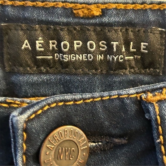Aeropostale Women's High Waisted Jeggings Dark Blue Denim Size 0 - Picture 9 of 9